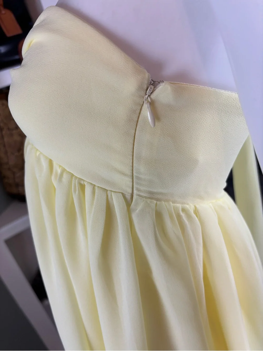 NWT New Peppermayo Saturn Yellow Strapless Chiffon Mini Babydoll Dress Sz 6 - Picture 12 of 16